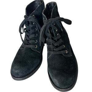 Sam Edelman Bleecker Black Suede Leather Ankle Booties Womens Sz. 7.5 Lace Up LN